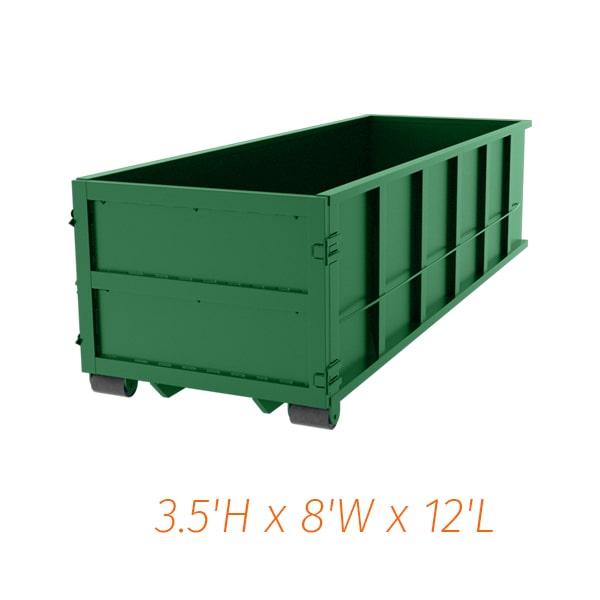 ten-yard dumpsters are available for short-term rental