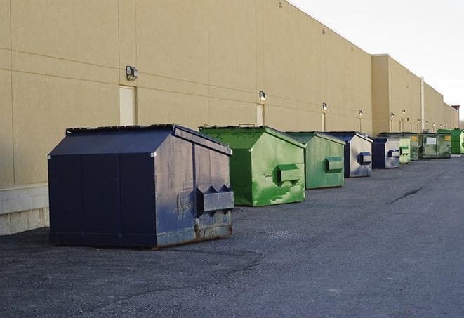 dumpsters lined up for use on busy construction site in Bordentown NJ